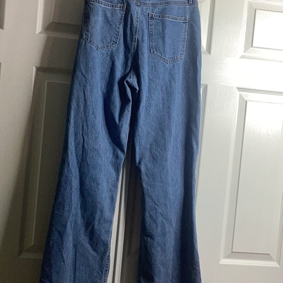 Forever 21 Classic Blue Denim Jeans Open Knee Bedazzled 28 Wide Leg - Picture 5 of 7